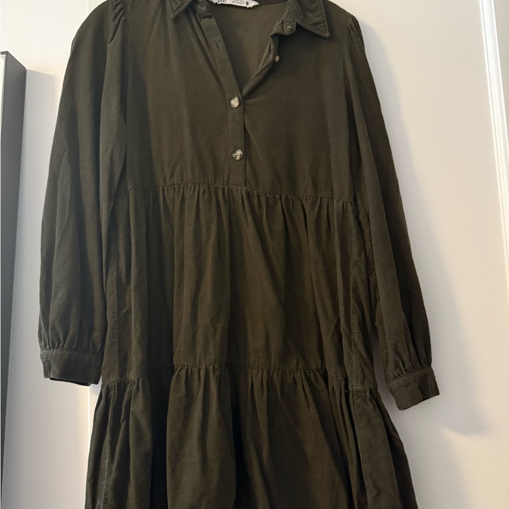 Zara Olive Button-Up Dress